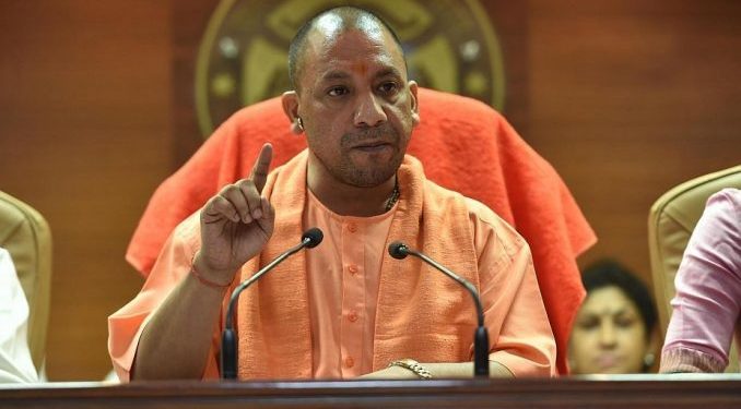 Lucknow: Uttar Pradesh Chief Minister Yogi Adityanath addresses a press conference in Lucknow on Aug 12, 2017. (Photo: IANS)