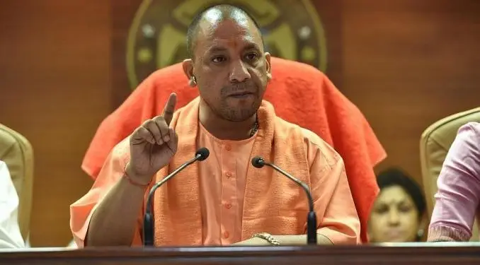 Lucknow: Uttar Pradesh Chief Minister Yogi Adityanath addresses a press conference in Lucknow on Aug 12, 2017. (Photo: IANS)