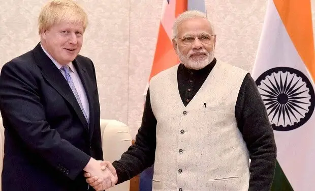 New Delhi: Prime Minister Narendra Modi shakes hands with Boris Johnson, MP, Secretary of State for Foreign and Commonwealth Affairs, in New Delhi on Wednesday. PTI Photo (PTI1_18_2017_000218B)