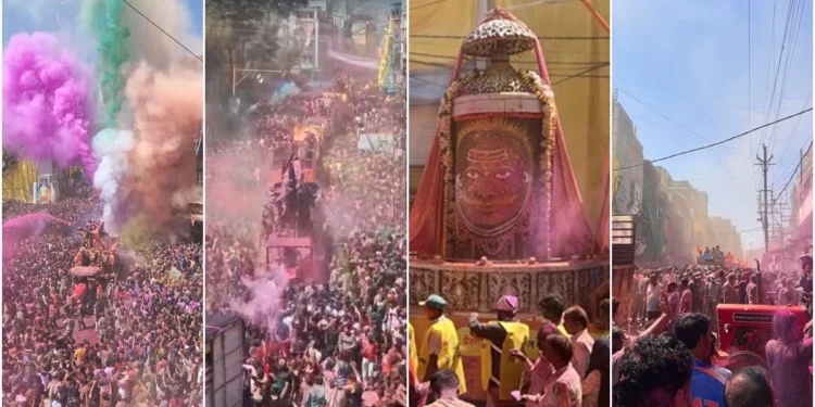 Indore Rangpanchami 2026: राजवाड़ा पर 'मिसाइलों' से बरसे रंग! आसमान में बना गुलाल का सतरंगी बादल, इंदौर की गेर में झूम उठे लाखों हुरियारे 1 08 03 2026 indore rang panchami ger 2026 updates 202638 122153