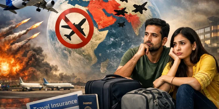 us iran conflict flight cancelled travel insurance claim rules indians stranded