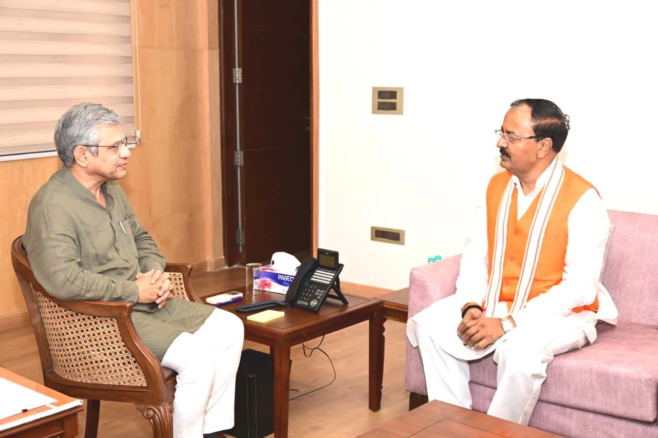 Keshav Prasad Maurya meeting Rail Minister Ashwini Vaishnaw in New Delhi