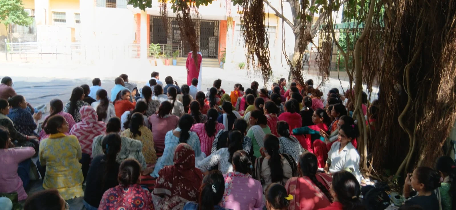 NHM contractual health workers protesting for equal pay and regularisation in Agra
