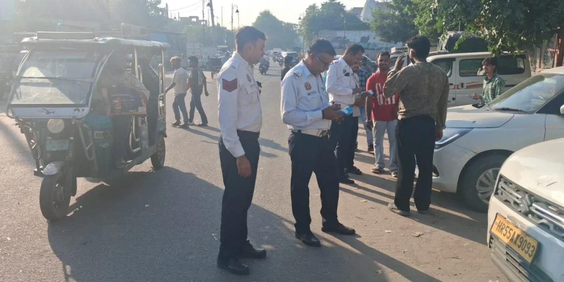 ब्रह्मपुरी पुलिया से जीरो पुस्ता रोड तक ट्रैफिक पुलिस का विशेष अभियान, 112 चालान काटे